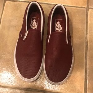 Vans Burgundy Slip-On Perf Leather - Burgundy
